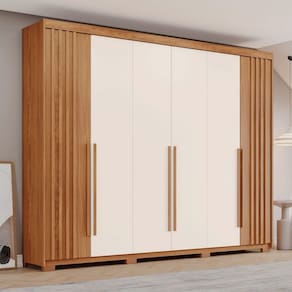 Guarda-Roupa Casal Cala 6 Portas 4 Gavetas Flex Natural/Off White - Pnr Móveis