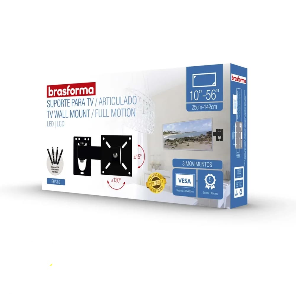 Suporte de TV 10 a 56 Articulado BRA3.0 - Brasforma