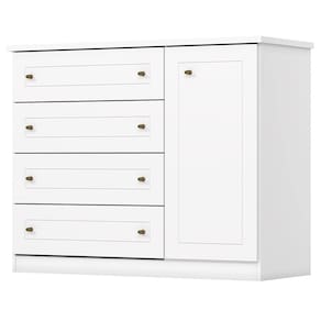 Comoda 1 Porta 4 Gavetas 126 cm Americana Branco Henn