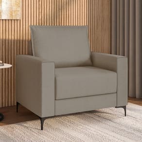 Poltrona para Sala de Estar Pés Metal Amazon Bege Escuro