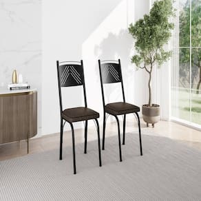 Kit com Duas Cadeiras de Cozinha 151 Preto/Imbuia