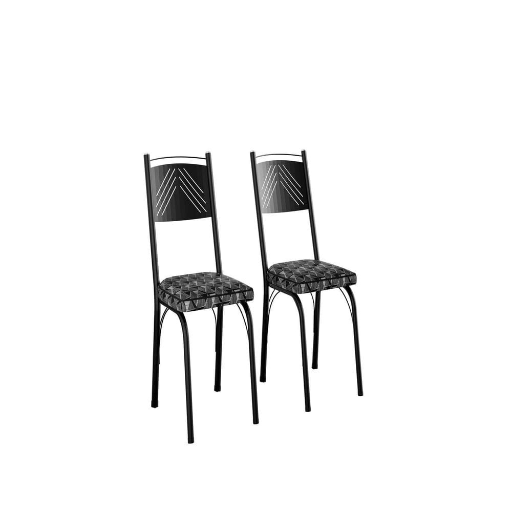 Kit com Duas Cadeiras de Cozinha 92cm Preto/ Mosaico Silver