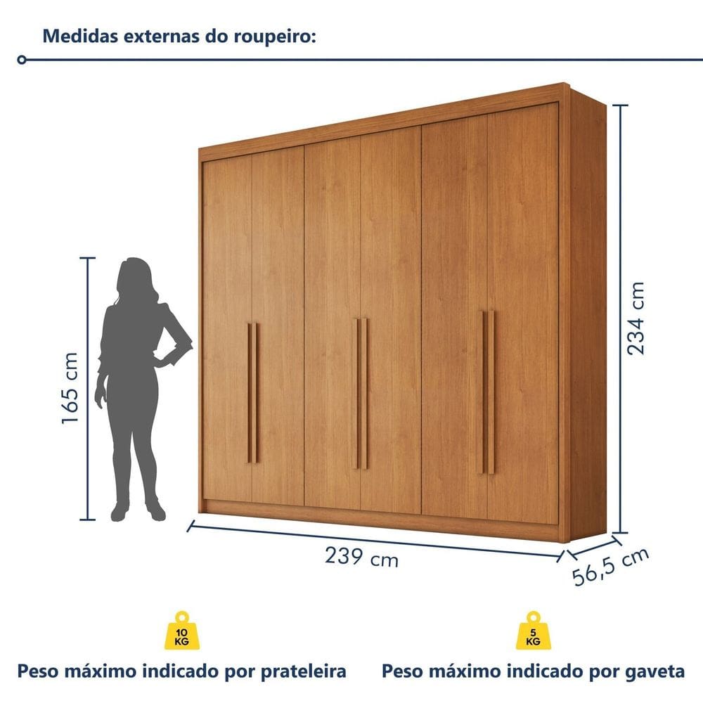 Guarda Roupa Casal 6 Portas 6 Gavetas Santiago | Casas Bahia