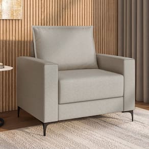 Poltrona para Sala de Estar Pés de Metal Coleção Premium Bege