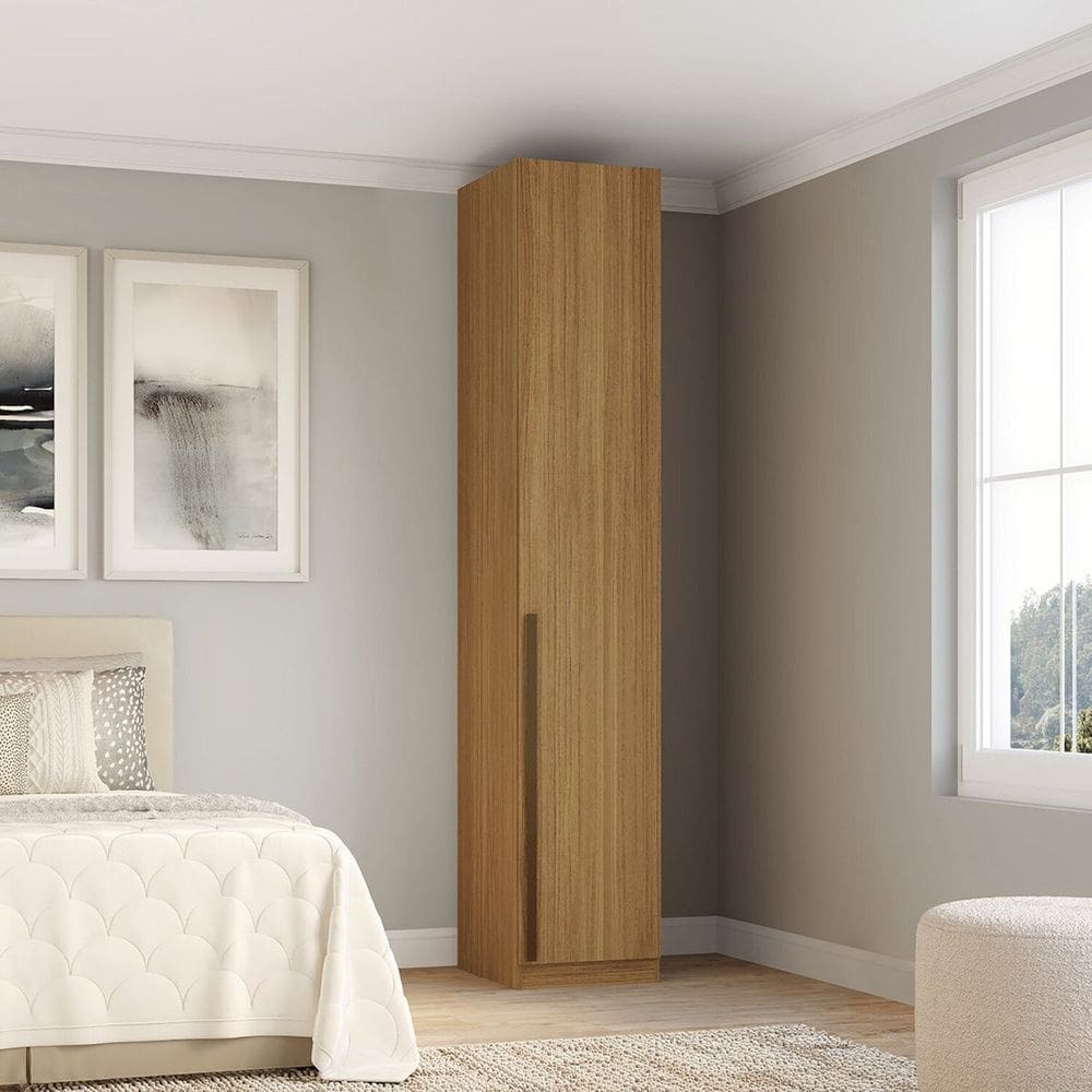 Guarda-roupa Modular 1 Porta com Prateleiras e Cabideiros Altezza Freijó