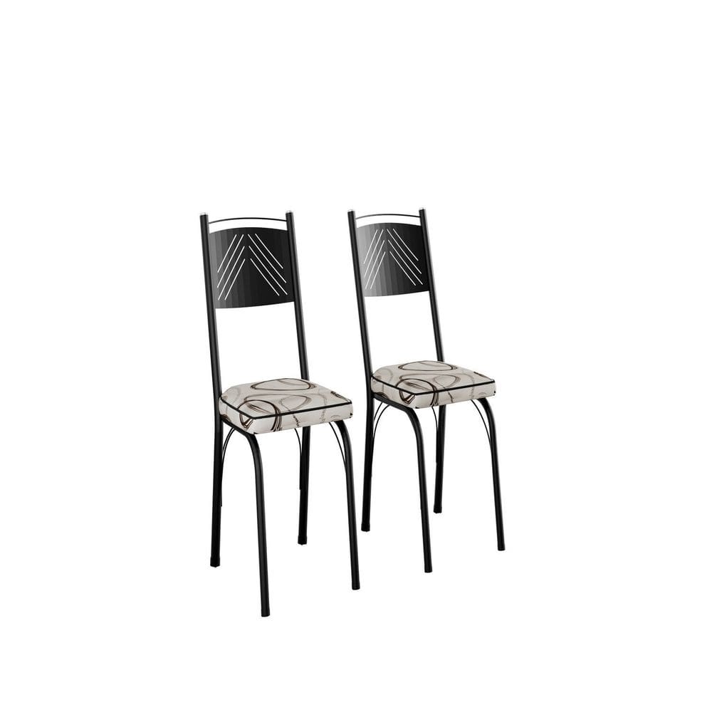 Kit com Duas Cadeiras de Cozinha 92cm Preto/Cedro