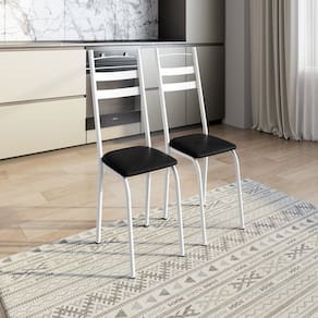 Kit com Duas Cadeiras de Cozinha 061 Branco/Rattan