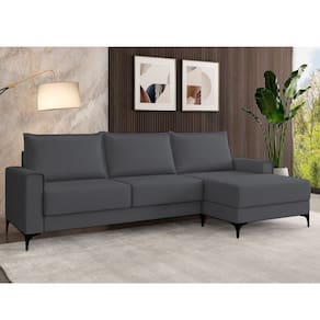 Estofado 3 Lugares com Chaise Lado Direito Grafite