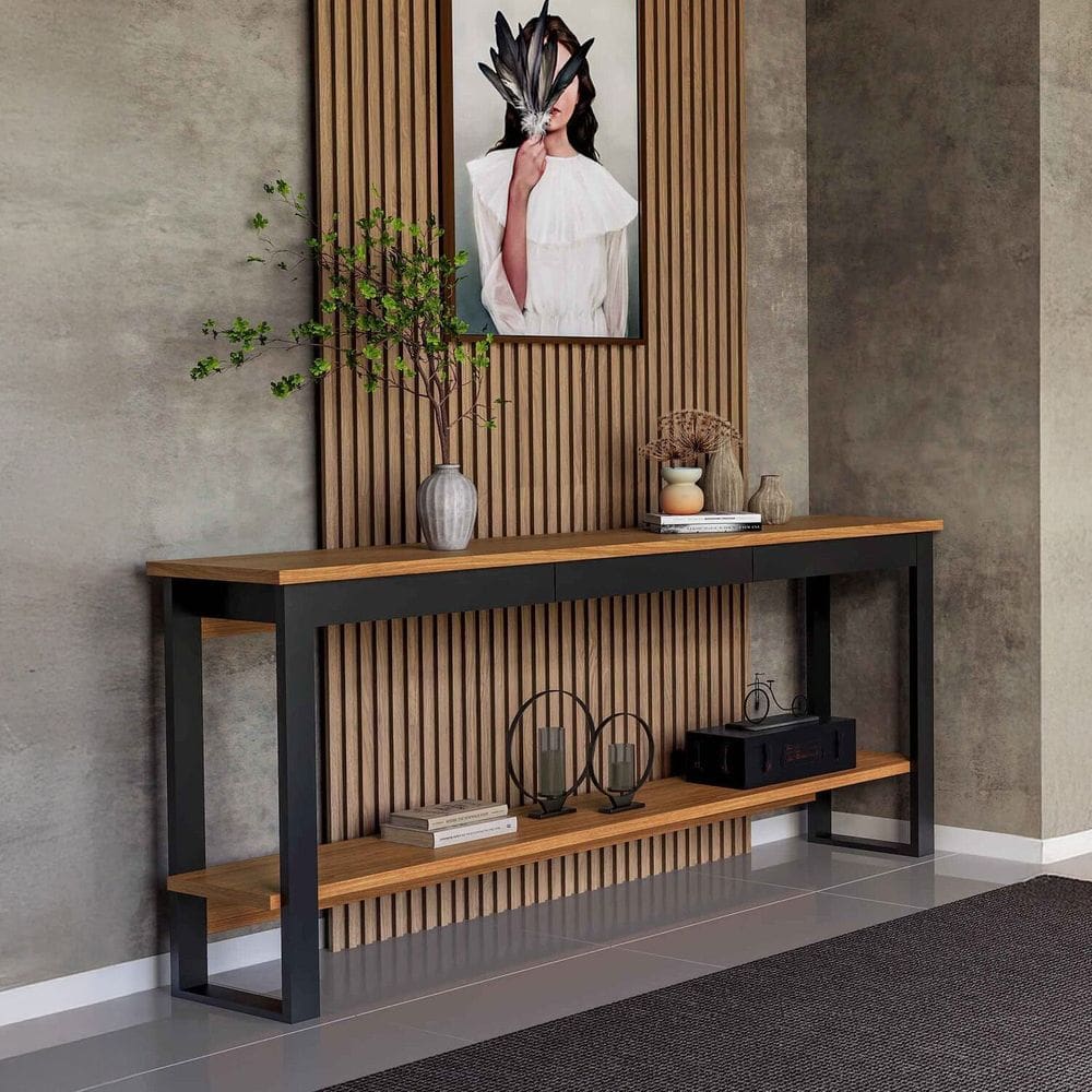Aparador com 1 Gaveta 80cm X 88cm X 180cm Freijó/Preto