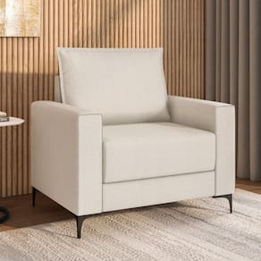 Poltrona para Sala de Estar com Pés de Metal Coleção Premium Branco