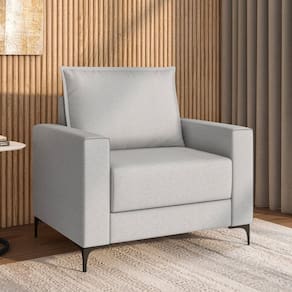 Poltrona para Sala de Estar Pés de Metal Coleção Premium Cinza