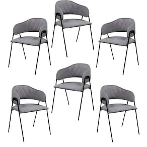 Conjunto 6 Cadeiras Jantar Base Metal Cinza
