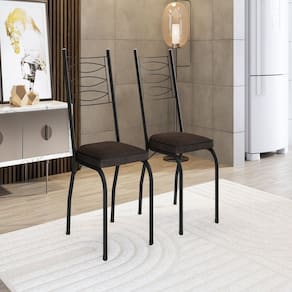 Kit com Duas Cadeiras de Cozinha 262 Preto/Imbuia