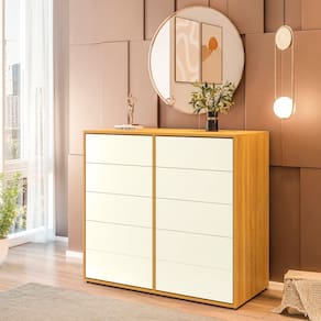 Cômoda para Quarto com 10 Gavetas 90x90cm Melinda Freijó/Off White
