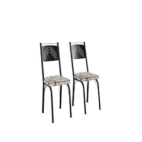 Kit com Duas Cadeiras de Cozinha 92cm Preto/ Mosaico Palha