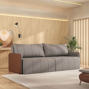 Sofá Cama Retrátil e Reclinável 4 Lugares 250cm Jequitibá Cabecasa Madeiramadeira Caramelo/Capuccino