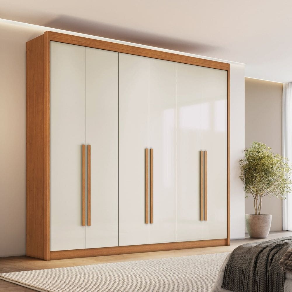 Guarda Roupa Casal 6 Portas 6 Gavetas Santiago Cinamomo/Off White