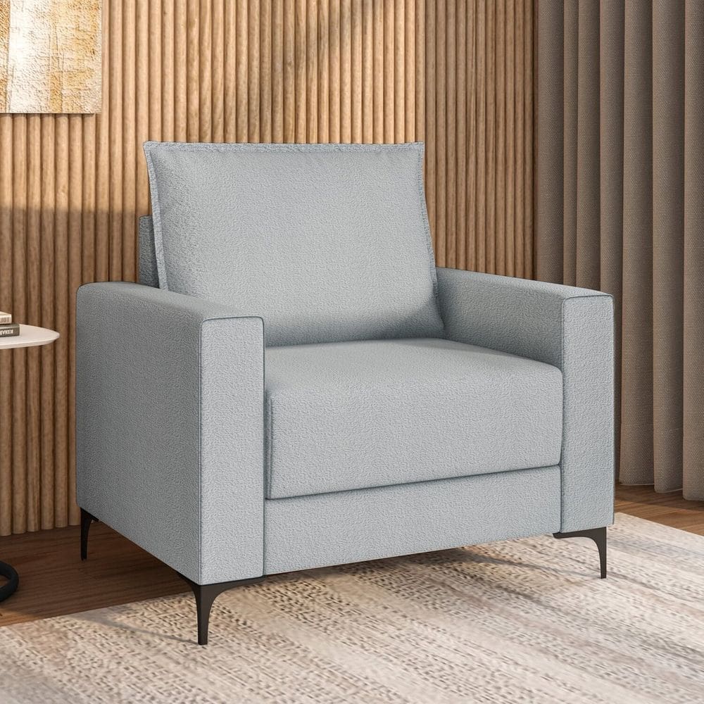 Poltrona para Sala de Estar com Pés de Metal Coleção Premium Azul