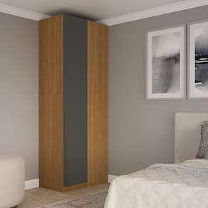 Guarda-roupa de Canto Reto Modular Altezza Freijó/Titânio