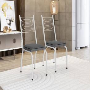 Kit com Duas Cadeiras de Cozinha 262 Branco/ Platina