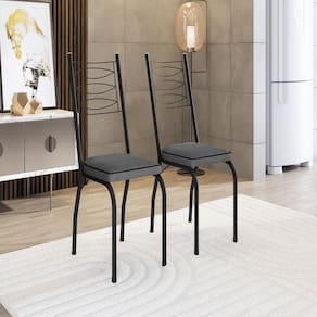 Kit com Duas Cadeiras de Cozinha 262 Preto/ Platina