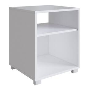 Mesa de Cabeceira Siena Branco com Prateleira e Nicho