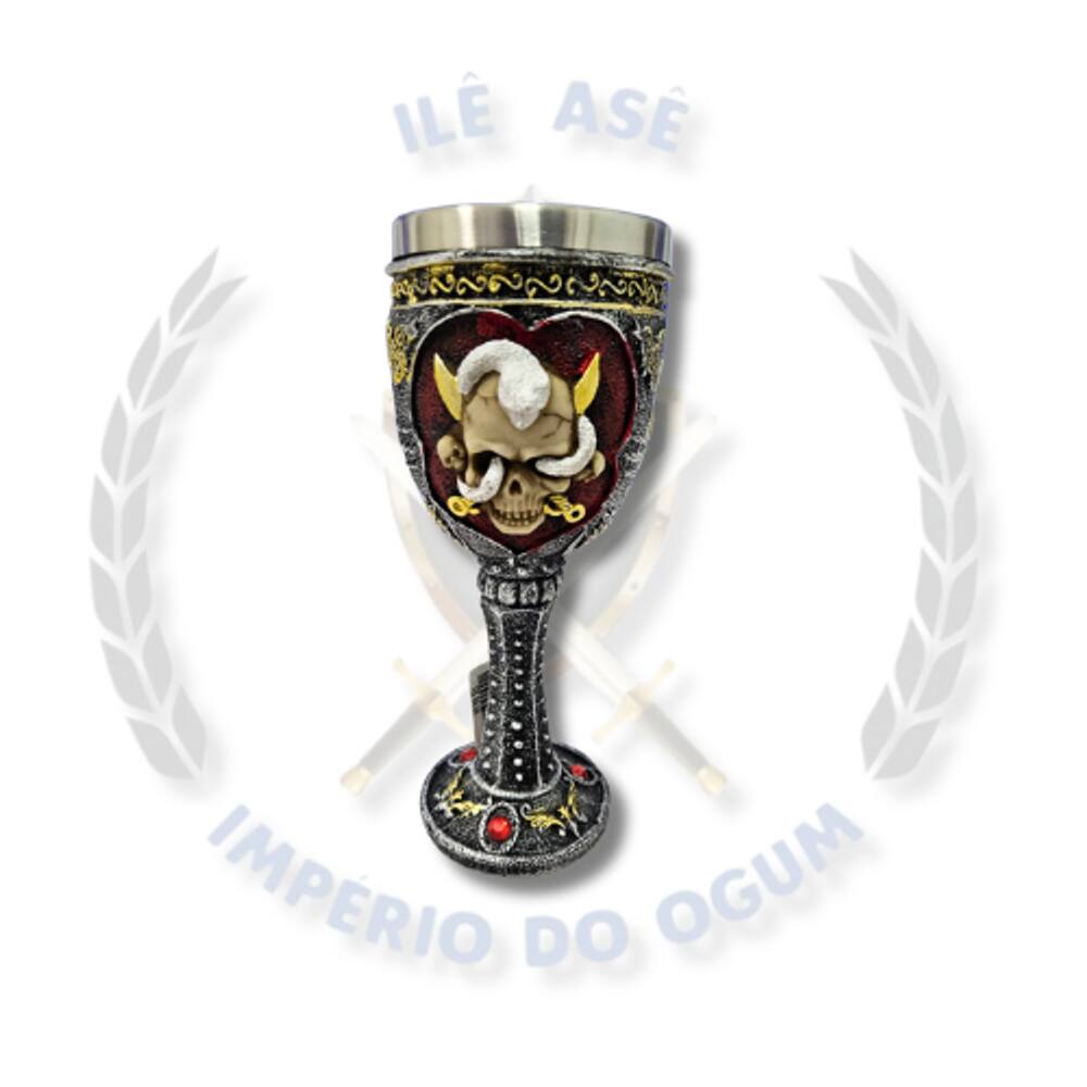 Taça De Resina - Caveira Com Cobra