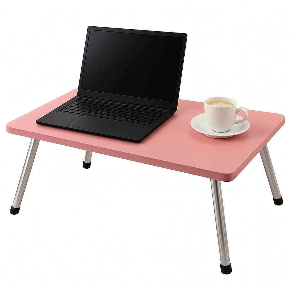 Mesa Notebook Rosa Dobravel Portatil Base Em Madeira Apoio Multiuso Para Cama Sofa Estudos Home Office Bandeja Articulad