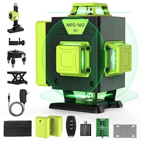 Nível de laser de linha UIFGVJH 16, autonivelante de 360° com 2 baterias