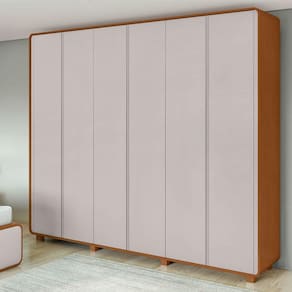 Guarda Roupa Casal Ambiente Loop 6 Portas Frassino Off White com Pés - Lopas