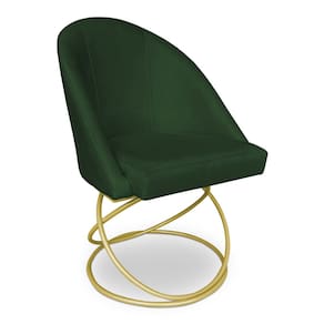 Cadeira Poltrona de Jantar Bela Suede Base Metálica Luxo Dourado - Pallazio