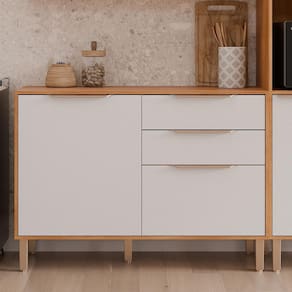 Balcão com Tampo 2 Portas e 2 Gavetas Inspirar e Transformar Cinamomo /Branco