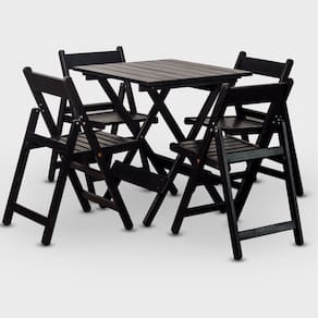 Conjunto de Mesa 70x70 e 04 Cadeiras Dobráveis