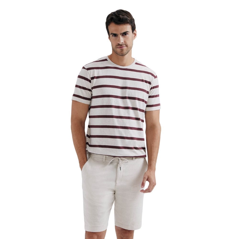 Bermuda Hering  linho Fio Tinto Marfim