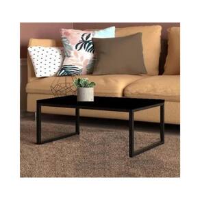 Mesa Centro Sala pés de ferro 60x40 Tampo MDF Preto Fosco Carmin