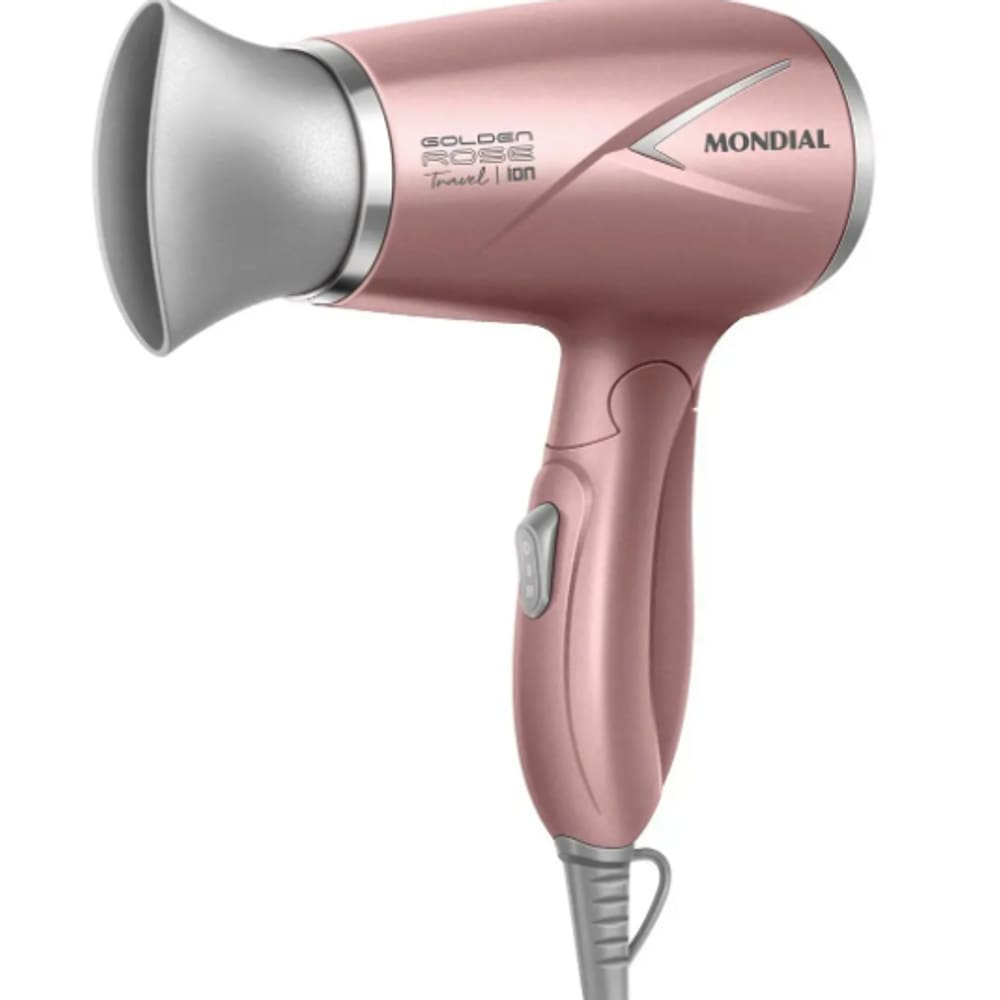Secador de Cabelos Mondial Viagem Bivolt Mini Tourmaline Ion Rose