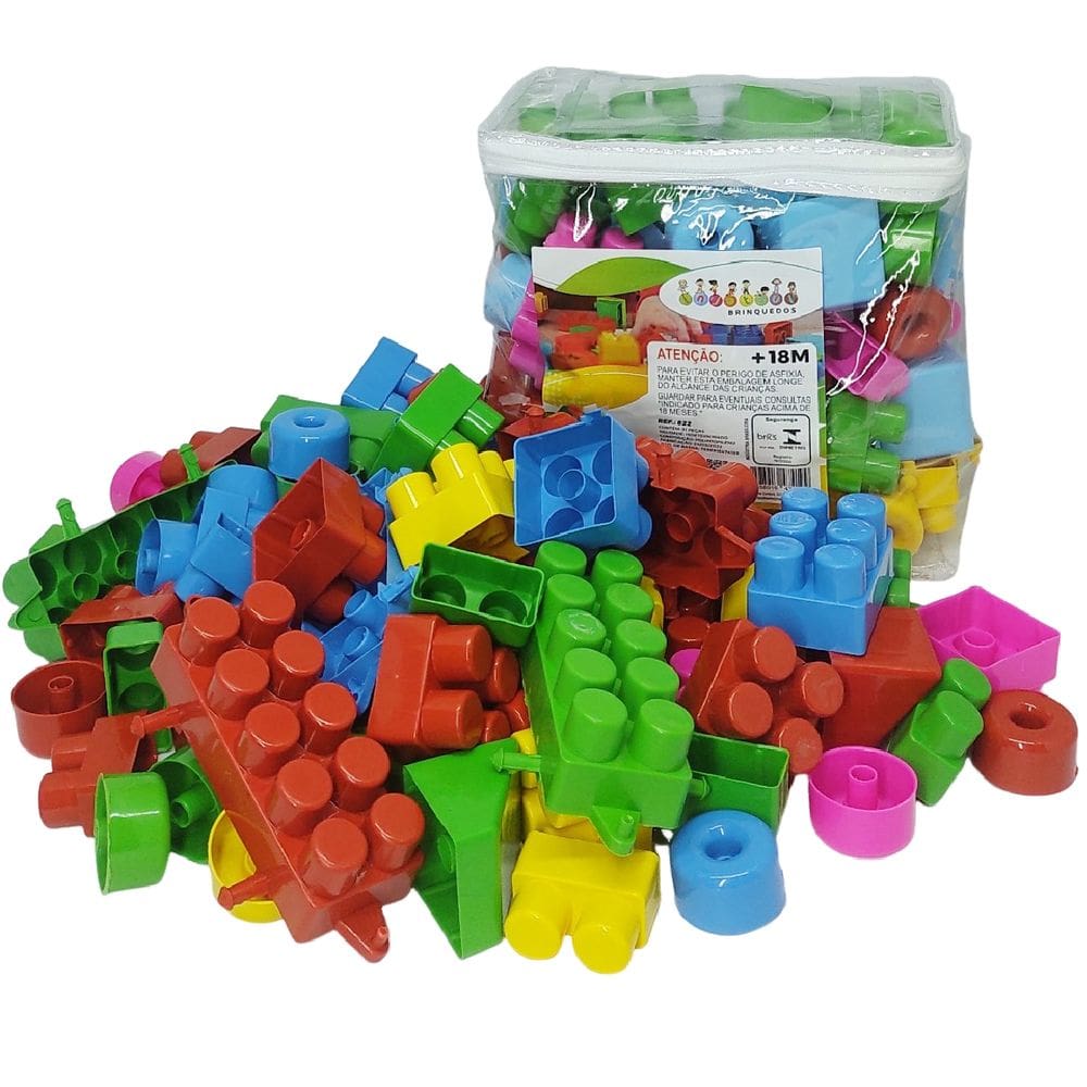 Bloco Montar e Encaixar 65 Peças Grandes Coloridas Para Bebê