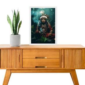 Quadro Umbanda Caboclo Tupã 45X34Cm - Com Vidro
