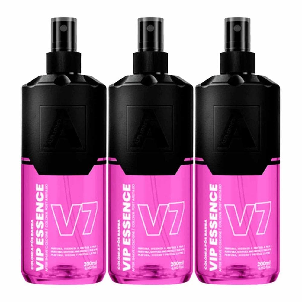 Kit 3X Loção Pós Barba Vip Essence V7 200Ml Alfa Looks