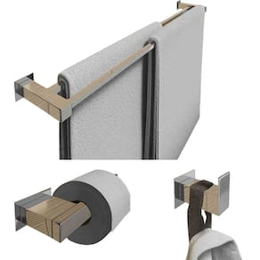 Kit Toalheiro Duplo 60Cm Inox 3 Pçs Polido Ou Preto Fosco