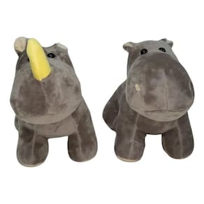 Kit 2 Pelúcias Hipopótamo E Rinoceronte 20Cm