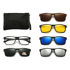 Óculos Armação Lente Transparente + 5 Lentes Clip On