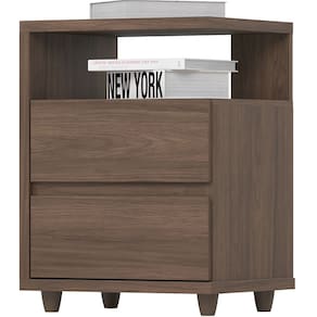 Mesa De Cabeceira 2 Gavetas 48 cm Campeche Castanho Henn