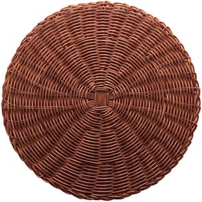 24 Sousplat Jogo Americano Marrom 38cm Plástico Trançado de Mesa Rattan Lyor