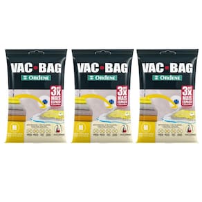 3 Sacos Ordene Vac Bag para Roupas Médio 45x65cm A Vácuo Polietileno Reutilizável