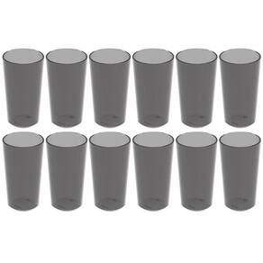 12 Copos Alto 500ml Fumê Plástico Escolar Refeitório Lanche Restaurante Crippa