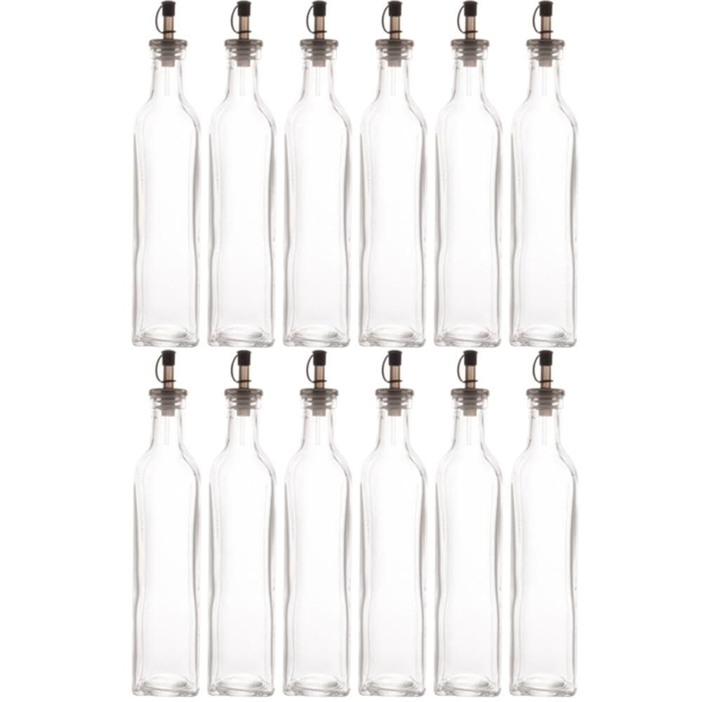 12 Garrafas de Vidro 510ml com Bico Dosador Frasco de Azeite Vinagre Lyor