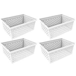 4 Cestos Organizadores Branco Crippa Caixa Média Retangular Closet Escritório Banheiro