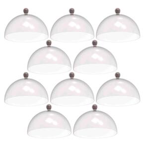 Conjunto 8 Cúpulas para Bolos Doces de Plástico 30cm Amêndoa Padaria Hotel Crippa