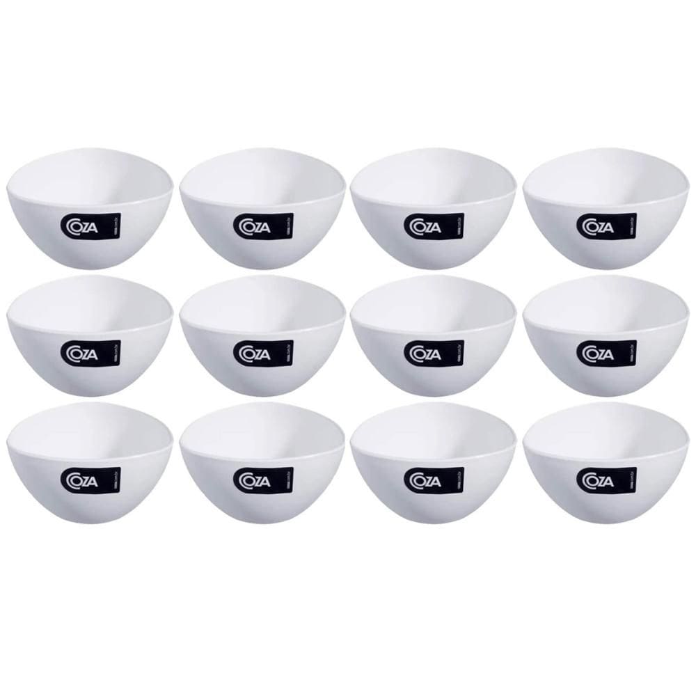 12 Cremeiras 250ml Cumbuca Plástica Branca Petiscos Potes Triangulares Coza